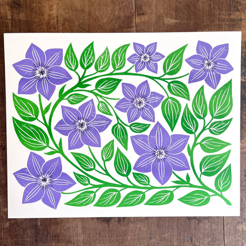 Garden Series: Clematis Risograph Print