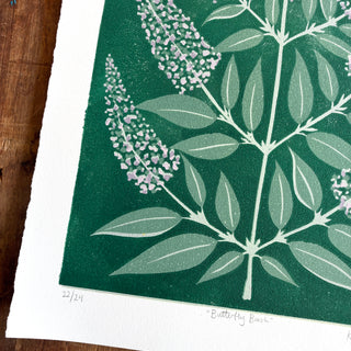 Hand Block Printed "Butterfly Bush" Reduction Print - No. 22