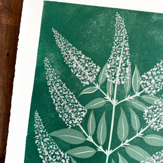 Hand Block Printed "Butterfly Bush" Reduction Print - No. 22