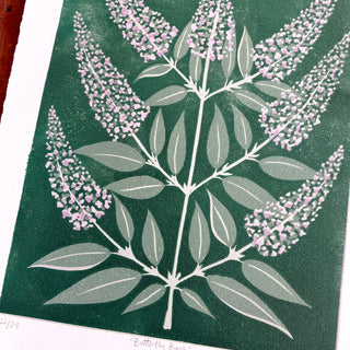 Hand Block Printed "Butterfly Bush" Reduction Print - No. 22