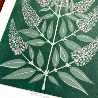 Hand Block Printed "Butterfly Bush" Reduction Print - No. 22