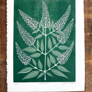 Hand Block Printed "Butterfly Bush" Reduction Print - No. 23
