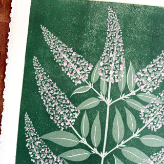 Hand Block Printed "Butterfly Bush" Reduction Print - No. 23
