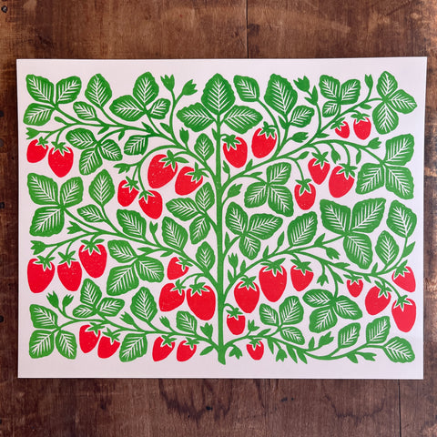 Garden Series: Strawberry Risograph Print