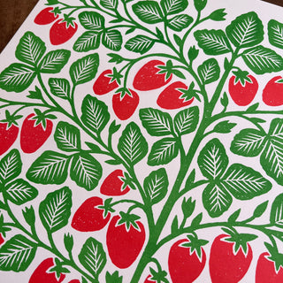 Garden Series: Strawberry Risograph Print