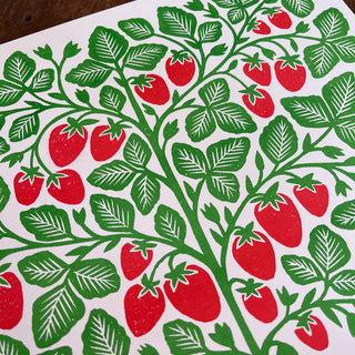 Garden Series: Strawberry Risograph Print