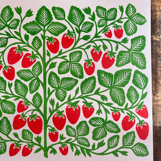 Garden Series: Strawberry Risograph Print