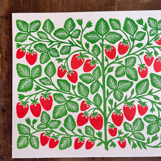 Garden Series: Strawberry Risograph Print