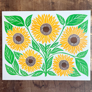 Garden Series: Sunflower Risograph Print