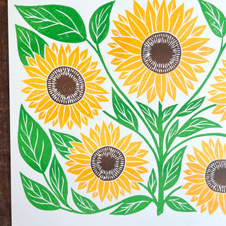 Garden Series: Sunflower Risograph Print