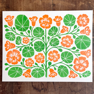 Garden Series: Nasturtium Risograph Print