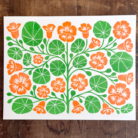 Garden Series: Nasturtium Risograph Print