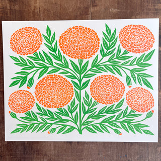 Garden Series: Marigold Risograph Print