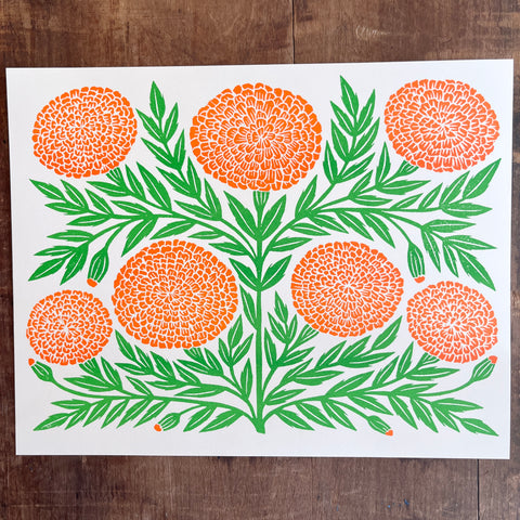 Garden Series: Marigold Risograph Print