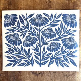 Garden Series: Navy Echinacea Risograph Print
