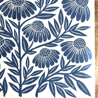 Garden Series: Navy Echinacea Risograph Print