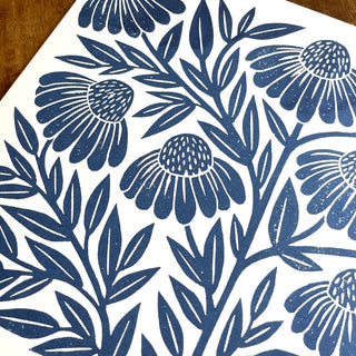 Garden Series: Navy Echinacea Risograph Print
