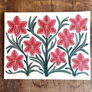 Holiday Garden Series: Amaryllis Risograph Print