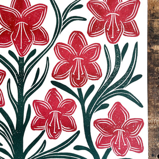 Holiday Garden Series: Amaryllis Risograph Print