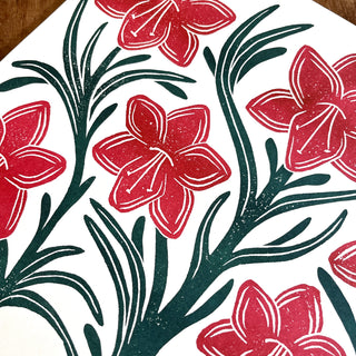 Holiday Garden Series: Amaryllis Risograph Print