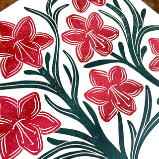 Holiday Garden Series: Amaryllis Risograph Print