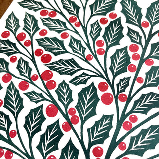 Holiday Garden Series: Holly Risograph Print