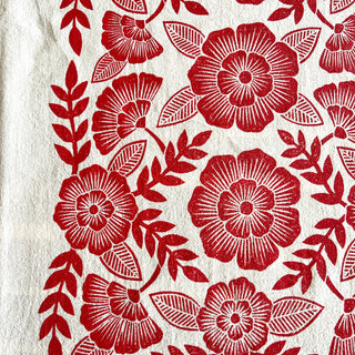 Red Florals Tea Towel