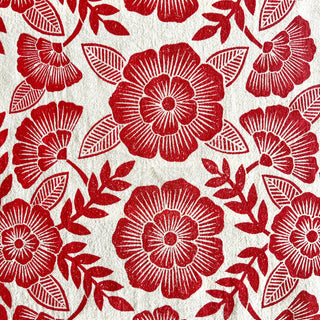 Red Florals Tea Towel