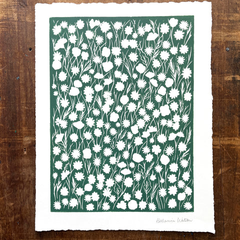 Hand Block Printed Meadow Art Print - No. 3086