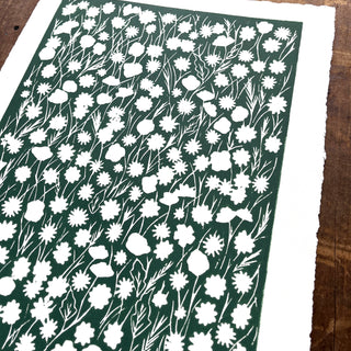 Hand Block Printed Meadow Art Print - No. 3086