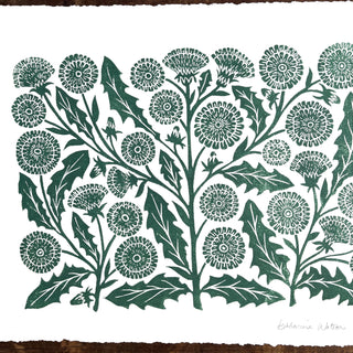 Hand Block Printed Dandelion Art Print - No. 3091