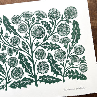 Hand Block Printed Dandelion Art Print - No. 3092