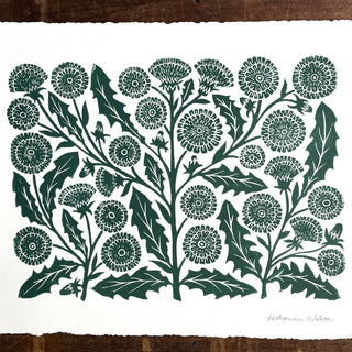 Hand Block Printed Dandelion Art Print - No. 3095