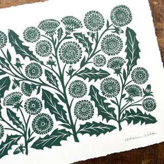 Hand Block Printed Dandelion Art Print - No. 3095