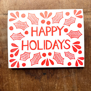 "Happy Holidays," Block Printed Holiday Card, XM65