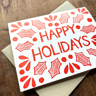 "Happy Holidays," Block Printed Holiday Card, XM65