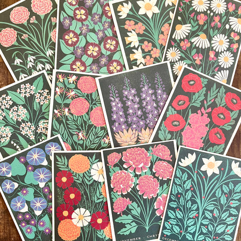 Birth Month Flowers: Complete 12 Card Boxed Set