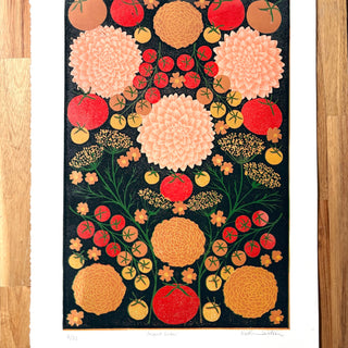 Hand Block Printed "August Garden" Reduction Print - No. 6