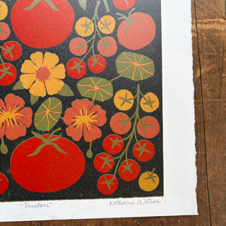 Hand Block Printed "Tomatoes" Reduction Print - No. 22