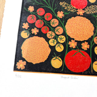 Hand Block Printed "August Garden" Reduction Print - No. 6