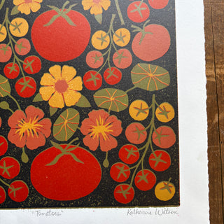Hand Block Printed "Tomatoes" Reduction Print - No. 21