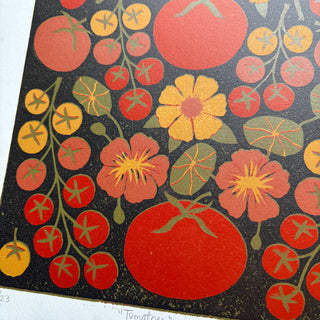 Hand Block Printed "Tomatoes" Reduction Print - No. 21