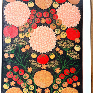 Hand Block Printed "August Garden" Reduction Print - No. 7