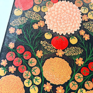 Hand Block Printed "August Garden" Reduction Print - No. 7