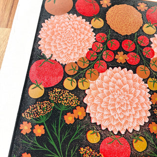 Hand Block Printed "August Garden" Reduction Print - No. 9