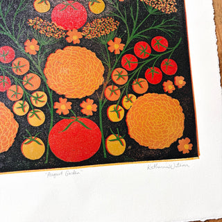 Hand Block Printed "August Garden" Reduction Print - No. 9
