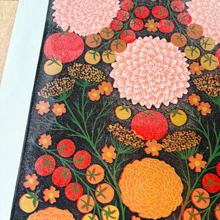 Hand Block Printed "August Garden" Reduction Print - No. 9