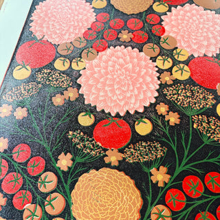 Hand Block Printed "August Garden" Reduction Print - No. 12