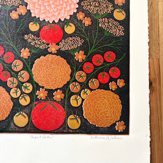 Hand Block Printed "August Garden" Reduction Print - No. 14