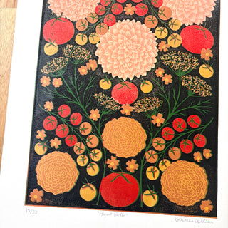 Hand Block Printed "August Garden" Reduction Print - No. 15